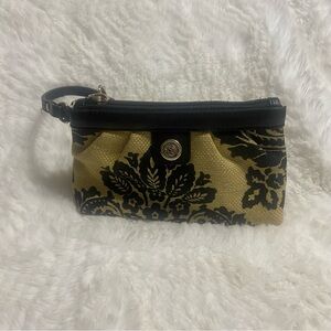Spartina 449 Black and Gold Floral Wristlet
